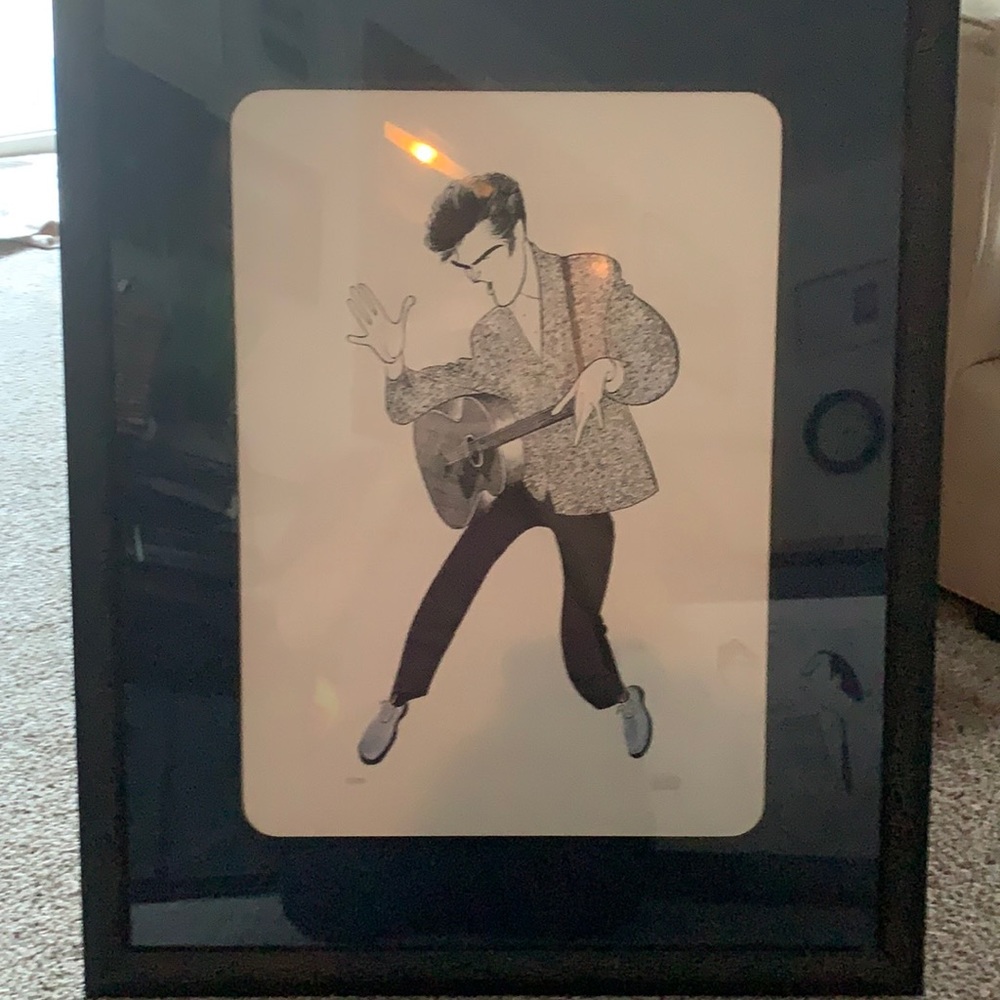 Al hirshfeld lithograph Elvis blue suede shoes